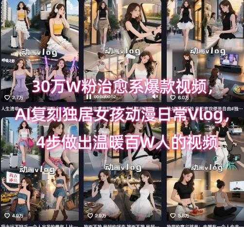 30万W粉治愈系爆款视频，AI复刻独居女孩动漫日常Vlog，4步做出温暖百W人的视频-大齐资源站