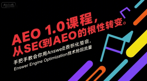 AEO 1.0 课程，从SEO到AE0的基命性转变，手把手教会你用AnswerEngineOptimization技术抢回流量-大齐资源站