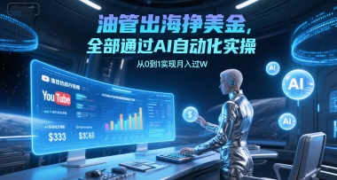 油管出海挣美金，全部通过AI自动化实操，从0到1实现月入过W-大齐资源站