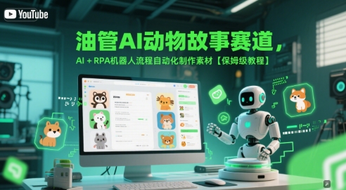 油管AI动物故事赛道，AI+RPA机器人流程自动化制作素材【保姆级教程】-大齐资源站