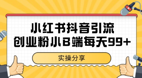 小红书抖音创业粉，小B端粉自热，日引99+的一个玩法【揭秘】-大齐资源站