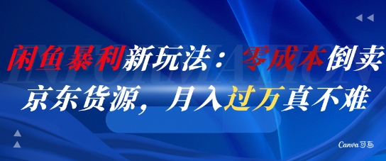 闲鱼暴利新玩法：零成本倒卖京东货源，月入过1W真不难-大齐资源站