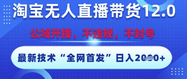 淘宝无人直播带货12.0，最新技术，不封号，不违规，操作简单，开播爆单，日入多张【揭秘】-大齐资源站