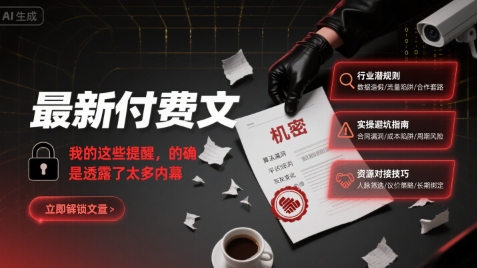 最新付费文：我的这些提醒，的确是透露了太多内幕-大齐资源站