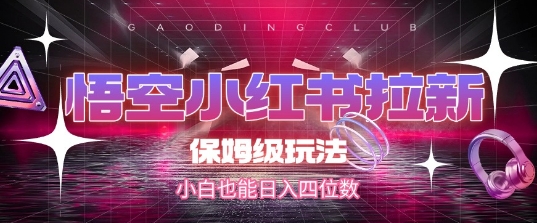 悟空小红书拉新，保姆级玩法，小白也能日入四位数-大齐资源站