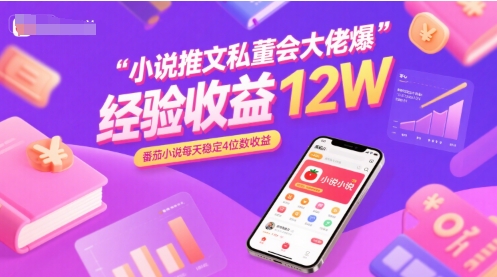 小说推文私董会大佬爆单经验分享收益12W，番茄小说每天稳定4位数收益-大齐资源站