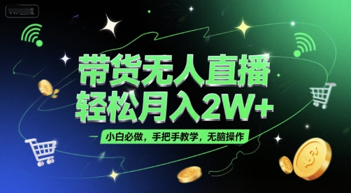 带货无人直播，轻松月入2W+，小白必做，手把手教学，无脑操作(附学习资料)-大齐资源站