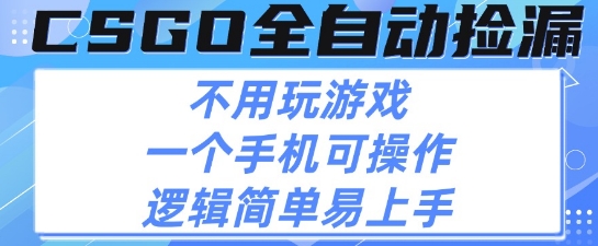 CSGO自动捡漏项目，最新独家玩法，不用挂G不用玩游戏，一个手机即可操作，新手小白轻松月入1W+【揭秘】-大齐资源站
