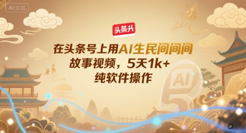 在头条号上用AI生民间故事视频，5天1k+，纯软件操作-大齐资源站