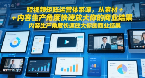 短视频矩阵运营体系课，从素材+内容生产角度快速放大你的商业结果-大齐资源站