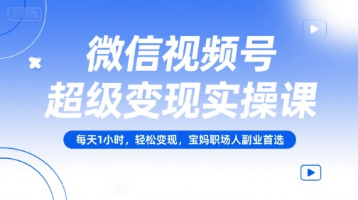 微信视频号超级变现实操课，每天1小时，轻松变现，宝妈职场人副业首选-大齐资源站