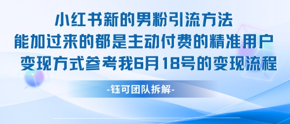 小红书全新男粉引流实操方法，日引流100多精准男粉-大齐资源站