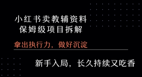 小红书卖小学教辅资料  保姆级项目拆解  1次课程彻底讲清楚!-大齐资源站