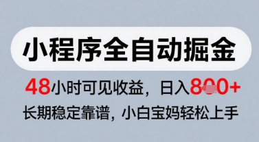 微信小程序全自动掘金，快速见收益，长期稳定靠谱，零基础友好，日入8张【揭秘】-大齐资源站