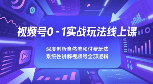 视频号0-1实战玩法线上课，深度剖析自然流和付费玩法，统性讲解视频号全部逻辑-大齐资源站
