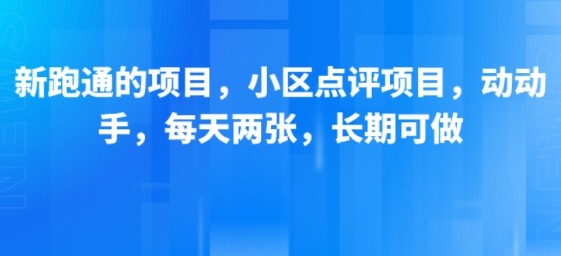 新跑通的项目，小区点评项目，动动手，每天两张，长期可做-大齐资源站