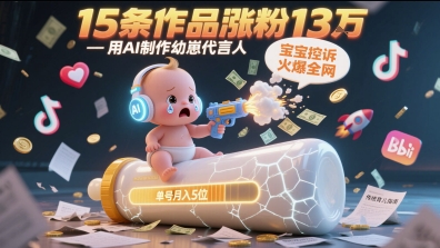 用AI制作幼崽代言人，宝宝的控诉火爆全网，15条作品涨粉13W，单号月入5位数实操教程-大齐资源站