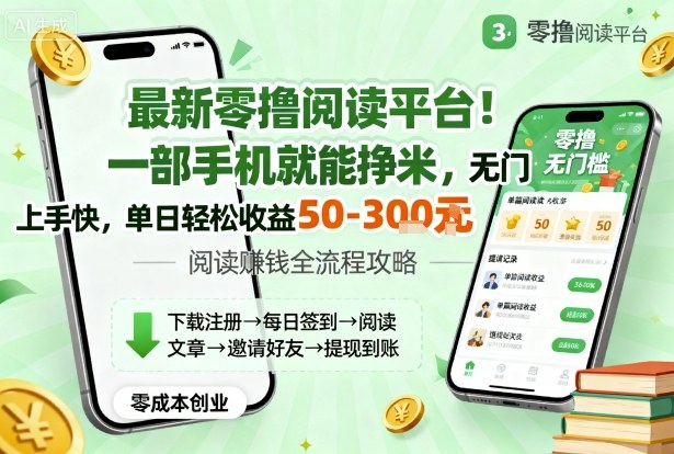 最新零撸阅读平台！一部手机就能挣米，无门槛上手快，单日轻松收益50-3张【揭秘】-大齐资源站