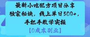 最新小吃配方项目分享独家秘诀，线上单日5张，手把手教学实操-大齐资源站