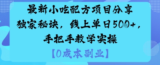 最新小吃配方项目分享独家秘诀，线上单日5张，手把手教学实操-大齐资源站