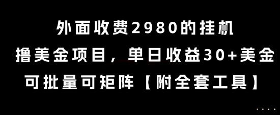 外面收费2980的挂G撸美金项目，单日收益30+美金，可批量可矩阵【揭秘】-大齐资源站