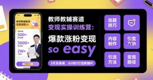 教师教辅赛道变现实操训练营,爆款涨粉变现so easy-大齐资源站