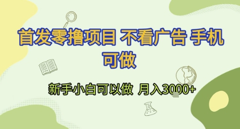 首发零撸项目 不看广告 手机可做 新手小白可以做  月入3k+【揭秘】-大齐资源站