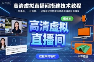 高清虚拟直播间搭建技术教程，一部手机、一台电脑、一块绿布轻松搭建低成本高清虚拟直播间-大齐资源站