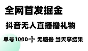 全网首发掘金抖音无人直播撸礼物，单号1k +无脑撸，当天拿结果【揭秘】-大齐资源站