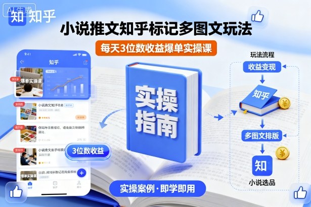 小说推文知乎标记多图文玩法，每天3位数收益爆单实操课-大齐资源站