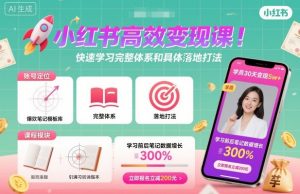 小红书高效变现课,快速学习小红书完整体系和具体落地打法-大齐资源站