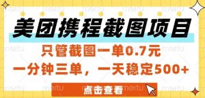 美团携程截图项目，只管截图一单0.7元，一分钟三单，一天稳定5张+【揭秘】-大齐资源站