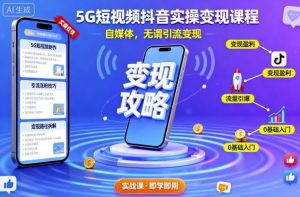 5G短视频抖音实操变现课程，自媒体，无谓引流变现-大齐资源站