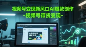 视频号变现新风口AI爆款创作-视频号带货变现-大齐资源站
