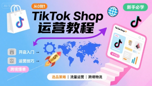 TikTok Shop从0到1运营教程，TikTok跨境电商新手必学课程-大齐资源站