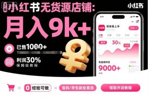 小红书无货源店铺项目，简单易上手，月入9k+，保姆级教程-大齐资源站