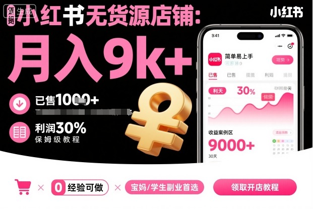 小红书无货源店铺项目，简单易上手，月入9k+，保姆级教程-大齐资源站
