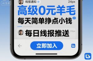 高级0元羊毛线报社群项目，每天简单挣点小钱-大齐资源站