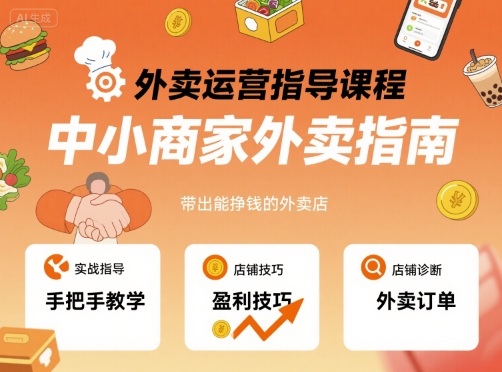 外卖运营指导课程，中小商家外卖指南，手把手带出能挣钱的外卖店-大齐资源站