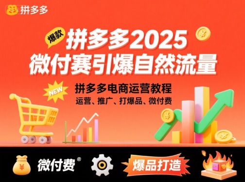 拼多多2025微付赛引爆自然流量，拼多多电商运营教程，运营、推广、打爆品、微付费-大齐资源站