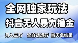 全网独家玩法，抖音无人暴力撸金，月入3W，全自动运行，当天拿结果，可矩阵【揭秘】-大齐资源站