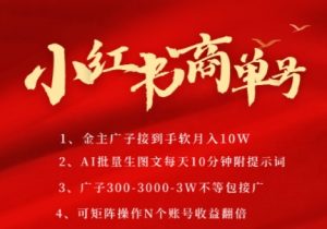 小红书商单号，AI轻松制作PLOG图文，商单接到手软3张-3k一条，每天轻松十分钟，矩阵n个账号，月入几个W-大齐资源站