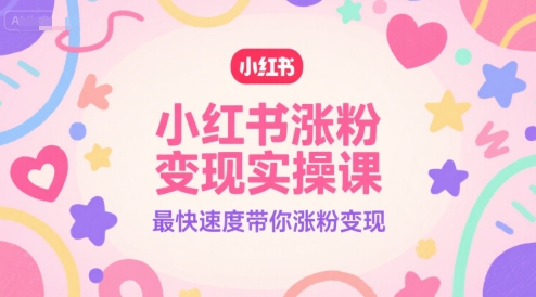 小红书涨粉变现实操课，最快速度带你涨粉变现-大齐资源站