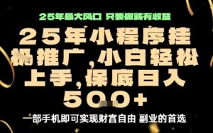 微信小程序挂G推广,解放双手,保底日入5张【揭秘】-大齐资源站
