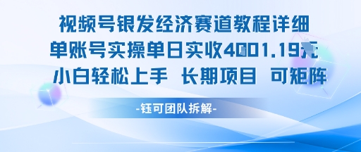 视频号银发经济赛道单账号实操单日实收1k+，小白轻松上手长期项目-大齐资源站