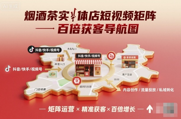 烟酒茶实体店短视频矩阵百倍获客导航图-大齐资源站