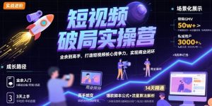 短视频破局实操营，业余到高手，打造短视频核心竞争力，实现商业闭环-大齐资源站