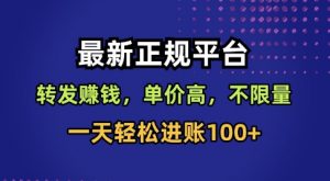 最新正规平台，转发賺钱，单价高，不限量，一天轻松进账100+【揭秘】-大齐资源站