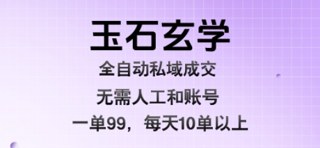 玉石玄学全自动私域成交，一单99每天十单以上，无需人工和矩阵账号，蓝海项目直接干【揭秘】-大齐资源站