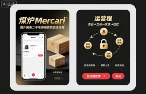 煤炉Mercari国外闲鱼二手电商运营实战全流程，仿品高利润，简单上手，闷声搞钱-大齐资源站